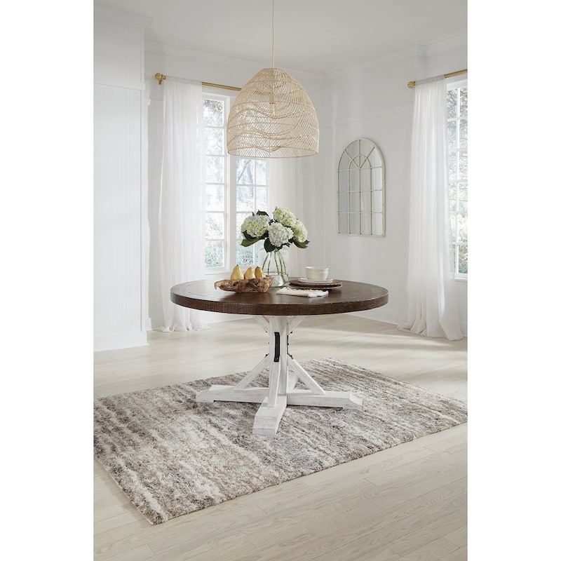 Signature Design by Ashley Valebeck Brown/White Dining Table - 54"W x 54"D x 30.13"H - 54"W x 54"D x 30.13"H - Brown/White