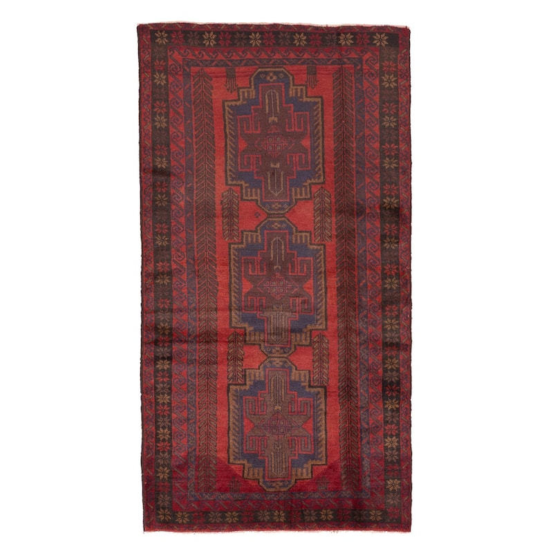 ECARPETGALLERY Hand-knotted Teimani Red Wool Rug - 3'5 x 6'8