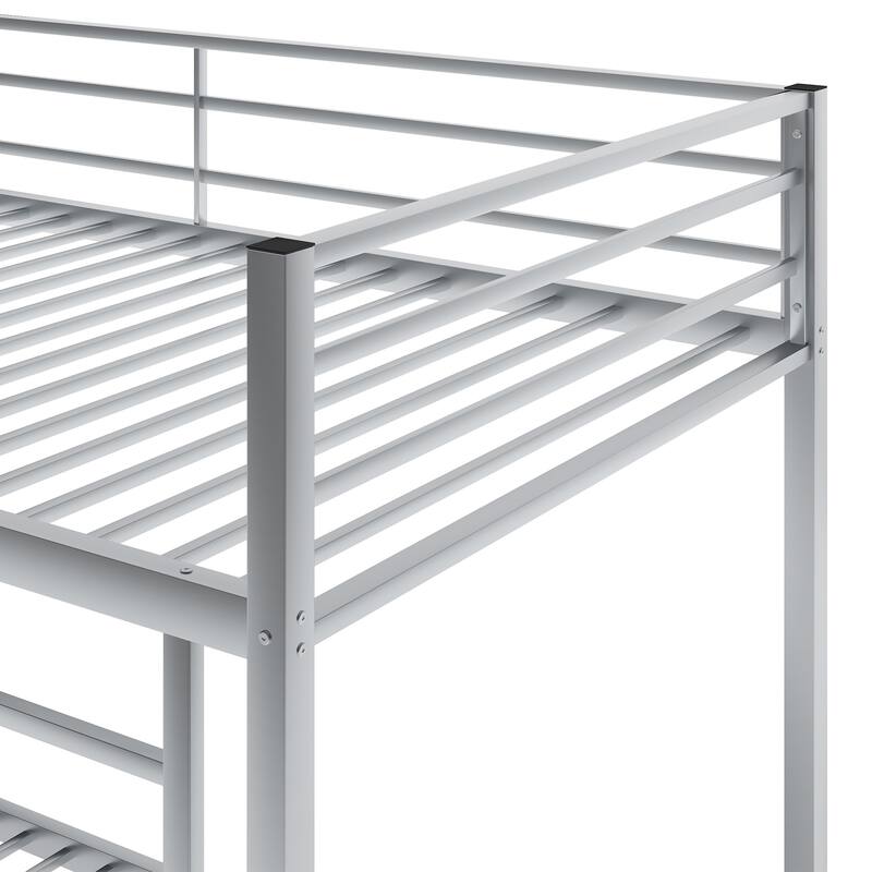 Metal Low Bunk Bed with Ladder & Fence