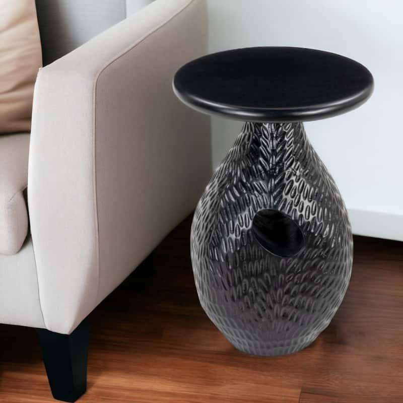 20 Inch Round Pedestal Side Table Solid Wood for Sofa or Bedside Use - 15” x 15” x 20.1”