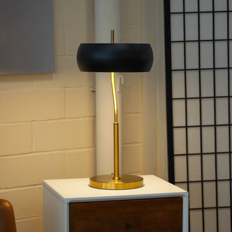 Wooden Table Lamp Dimmable Table Lamp Small Bedside Lamps for Living Room, Office - Black Outer - White Inner 110~120V