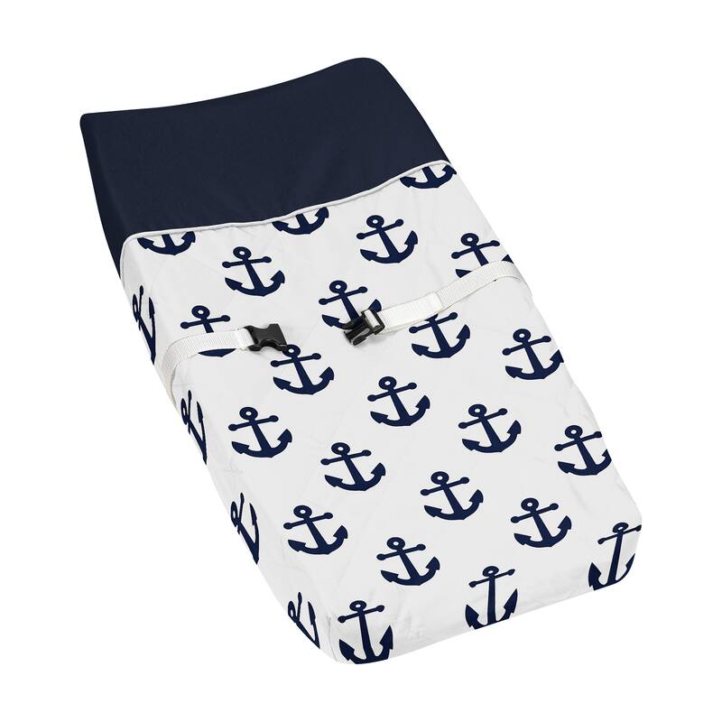 Navy Blue White Anchors Boy Girl Changing Pad Cover - Nautical Theme Ocean Sailboat Marine Sailor Anchor Unisex Gender Neutral