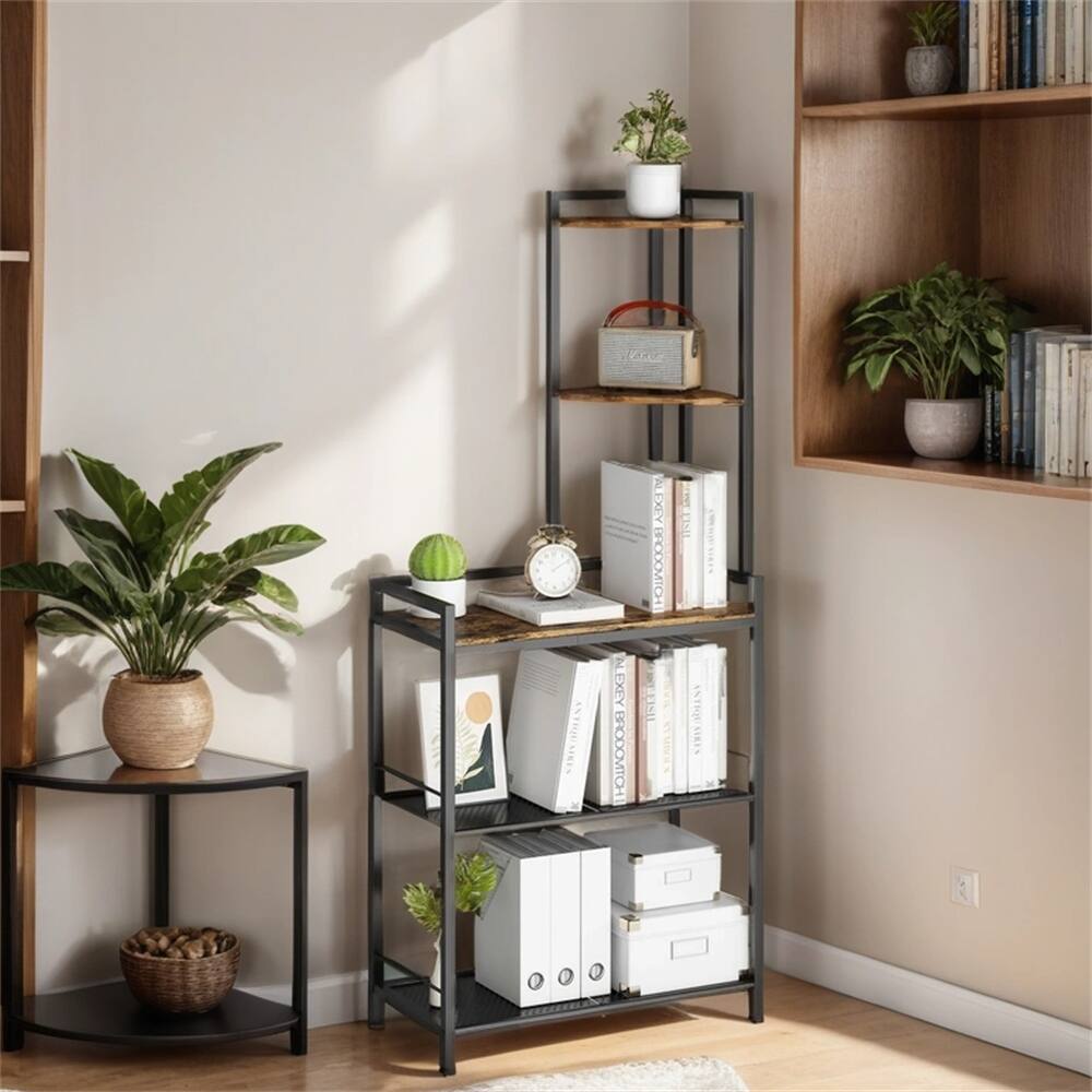 5Tier Corner Bookcase Shelf,Freestanding Corner Bookcase Unit Bookcase
