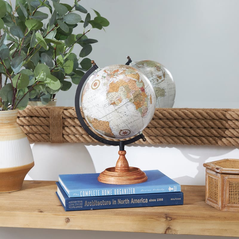 Brown Mango Wood Globe with Wood Base - Brown