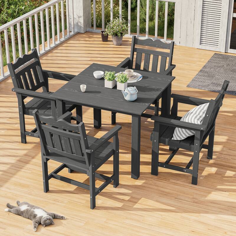HIPS Outdoor Dining Set, Ergonomic Patio Chairs and Table(Set of 5) - Grey