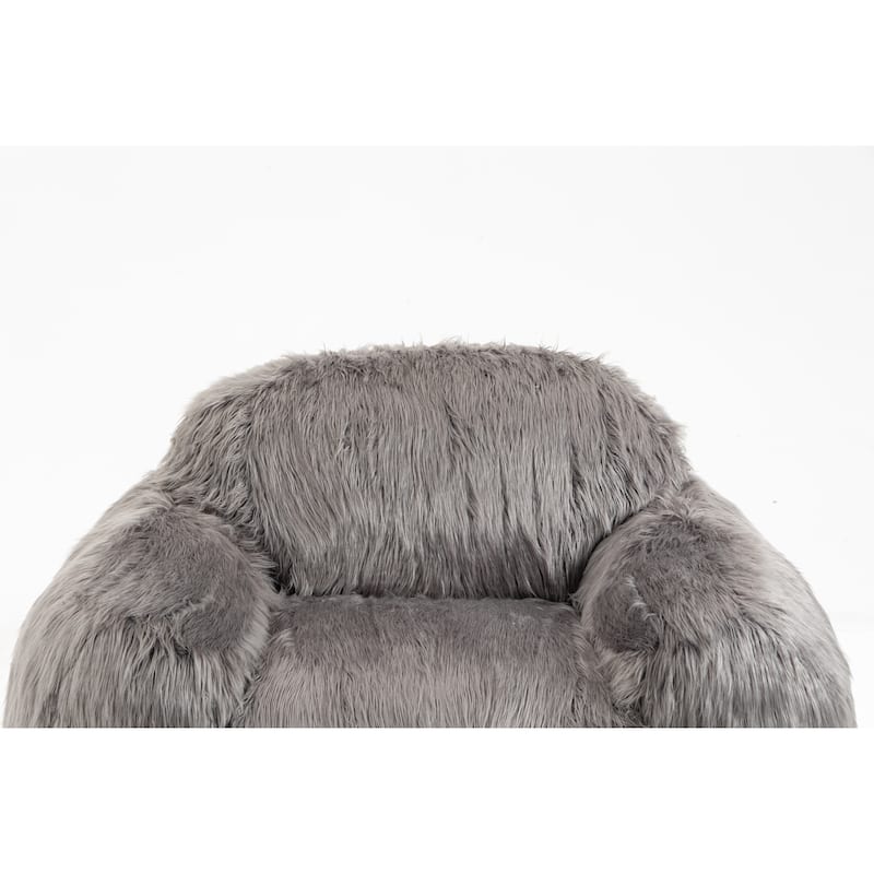 Modern Bean Bag Chair Sofa Lazy Grey Long Hair Single Sofa, Living Room ...