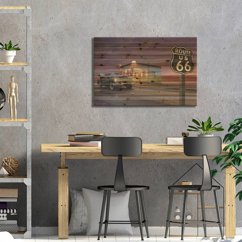 Route 66 Print On Wood by Chris Consani - Multi-Color