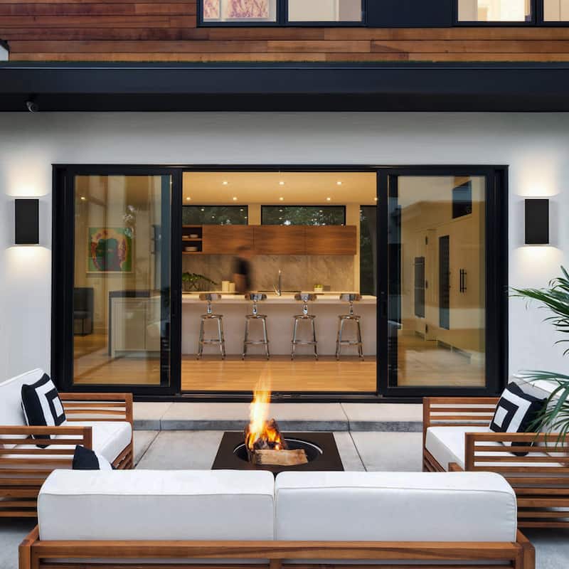 2-Light Integrated LED Matte Black Exterior Outdoor Wall Sconce Light