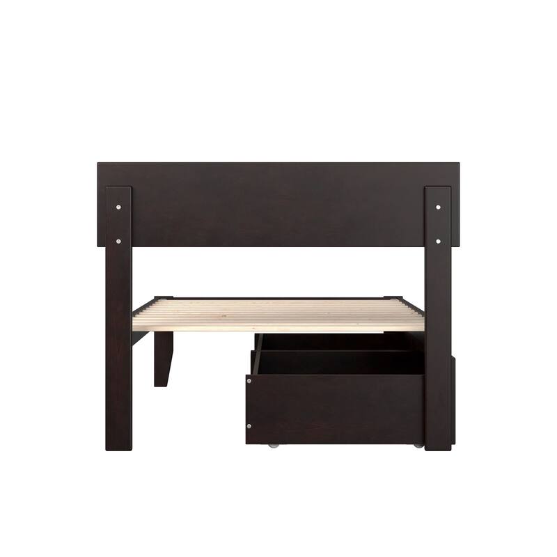 Boston Twin Platform Bed with 2 Storage Drawers in Espresso