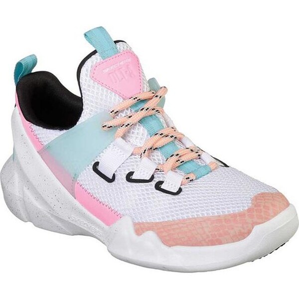 pink blue and white skechers