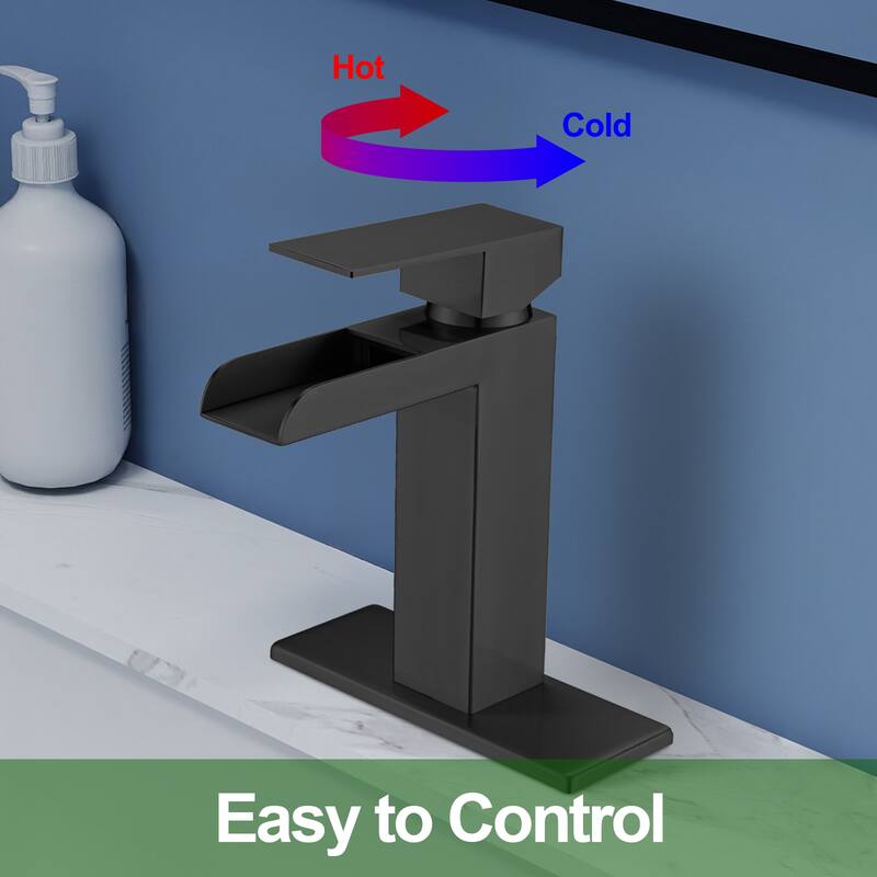 Topcraft Single Handle Waterfall Bathroom Faucet with Baseplate