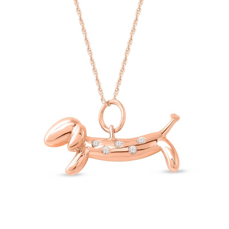 1/20ct Diamond Dachshund Dog Pendant Necklace in Gold Plated Silver for Women - Rose Gold Plated Giffare