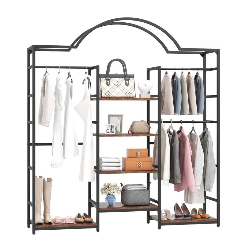 Moasis Heavy Duty Clothes Rack With Storage Shelves Closet Organizer System