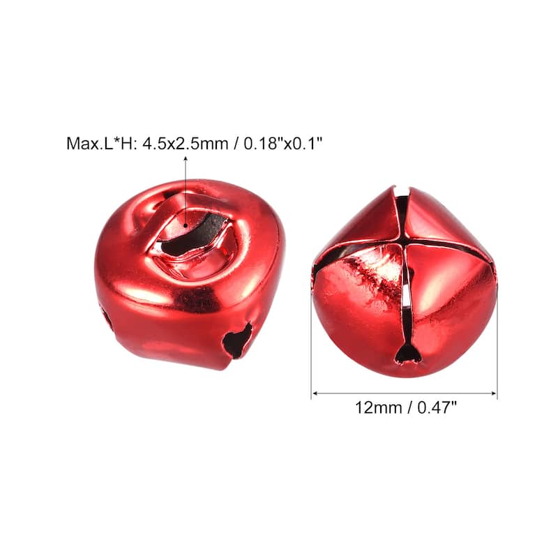 Jingle Bells, 10mm 120pcs Small Bells for Crafts DIY Christmas, Gold Tone - Red - 12mm