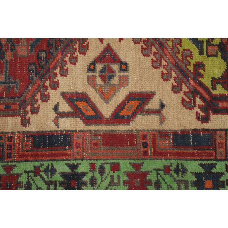 Hand Knotted Oriental 100% Wool Carpet Traditional Tribal Beige & Ivories Ardebil Runner Rug - 10' 5'' X 3' 1''