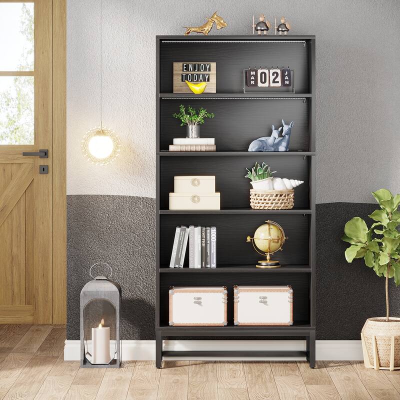 70.8 inches Bookcase Bookshelf with 5 Tier Shelves - Black