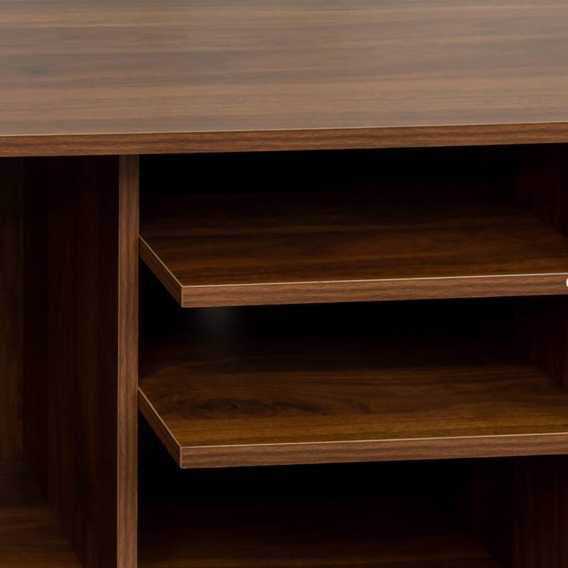 Modern TV Stand Stylish TV Stand with 1 Storage, 4 Solid Wood Legs, and 3 Shelves, for Living Room, Walnut