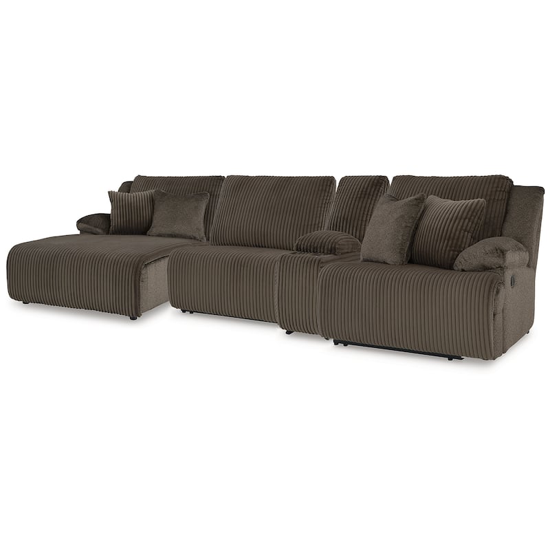 Signature Design by Ashley Top Tier Dark Brown 4-Piece Reclining Sectional with Chaise - 143" W x 74" D x 41" H - Dark Brown