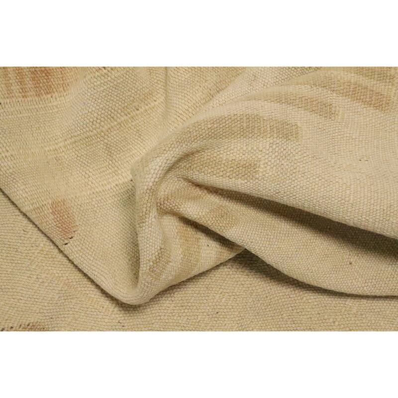 Hand Woven Oriental 100% Wool Carpet Southwestern Tribal Beige & Ivories Kilim Area Rug - 8' 5'' X 5' 11''