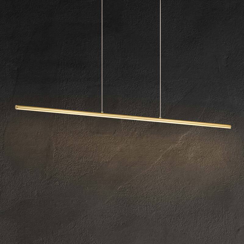 Minimalist Modern Linear Pendant Light Dimmable Integrated LED Chandelier Kitchen Island