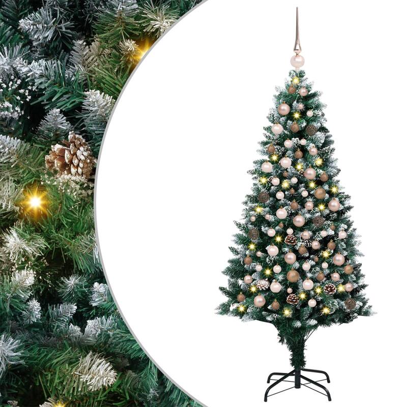 vidaXL Artificial Pre-lit Christmas Tree with Ball Set and Pinecones Xmas Tree - Brown