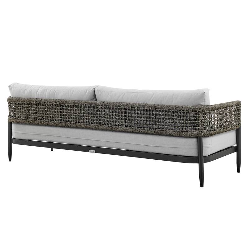 Alegria 4 Piece Outdoor Black Aluminum & Grey Cushion Seating Set
