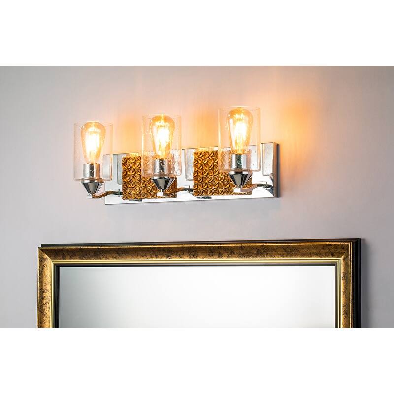 Chrome 3 Light Vanity Bath Light Textured