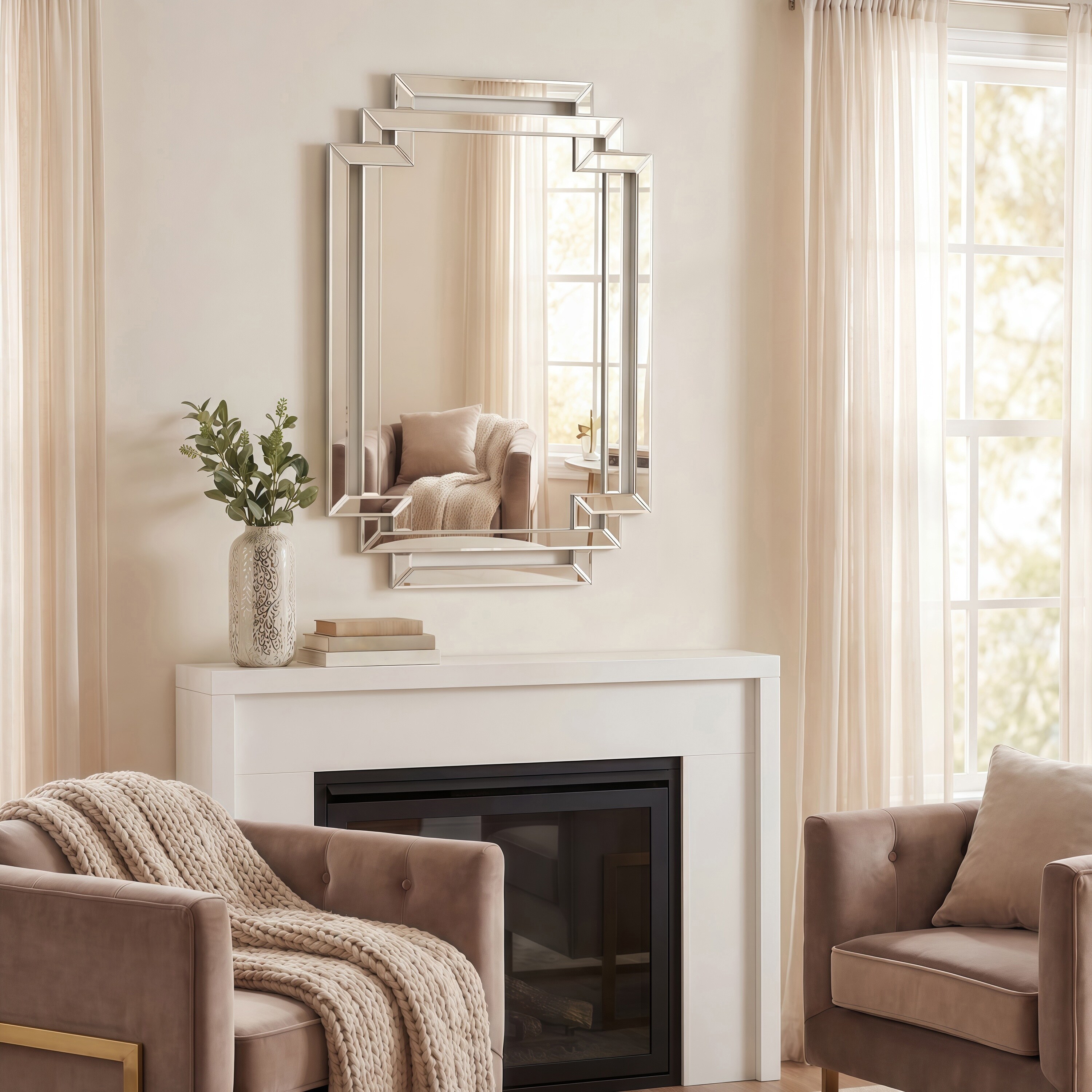 Crosspath Beveled Framed Rectangular Wall Mirror - 30