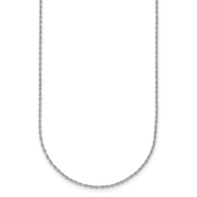 Curata Italian 14k White Gold 1.3mm Rope Chain Necklace For Women (Spring Ring)