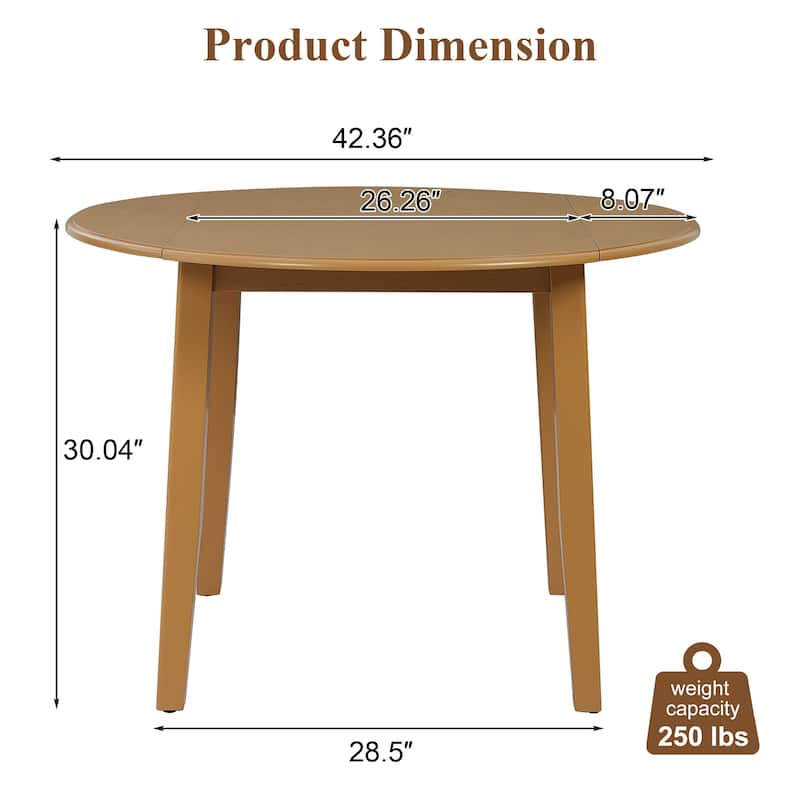 Extendable Round Dining Table for 2-4 People, Folding Dining Table with Adjustable Size, for Small Apartments and Dining Areas