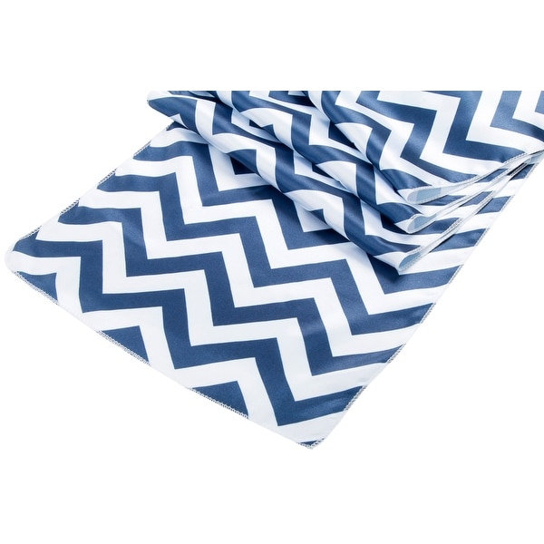 Chevron Satin Table Runner 100% polyester Approx. 13"x108" - Navy Blue, 1 Piece