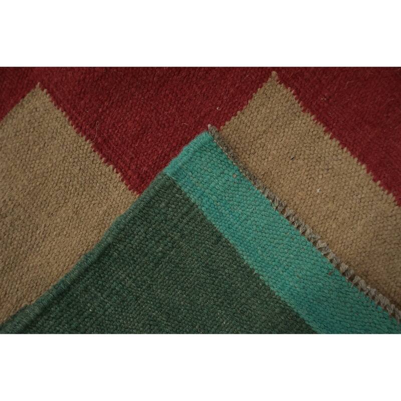 Hand Woven Oriental 100% Wool Carpet Southwestern Modern Multi-Colored Kilim Area Rug - 11' 8'' X 8' 10''