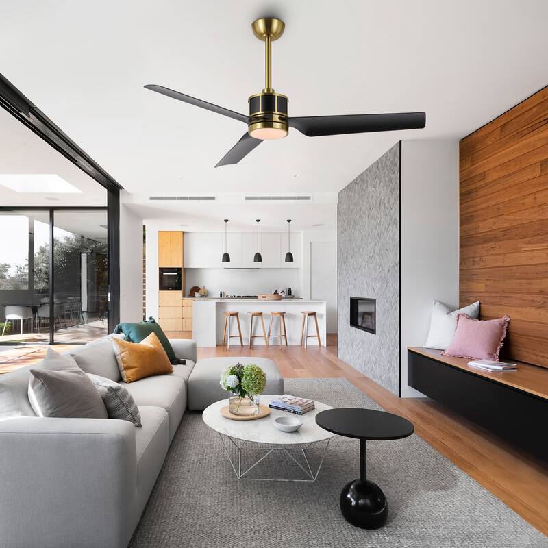 52" Reversible 3-Blade Smart LED Ceiling Fan with Remote Control and Light Kit