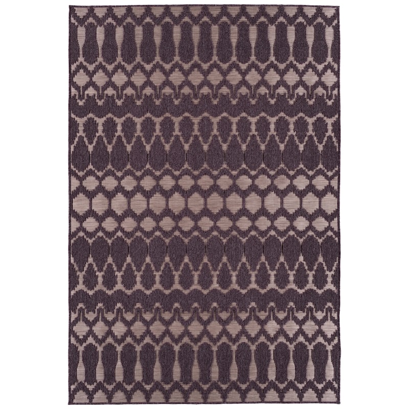 Contemporary Transitional Geometric Textured High-Low Cut & Loop Rectangle Throw Rug - 2x 3
