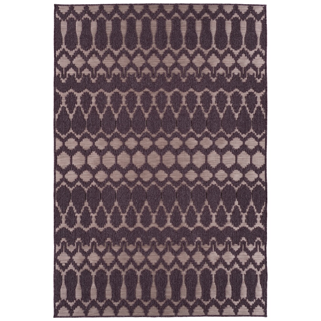 Contemporary Transitional Geometric Textured High-Low Cut & Loop Rectangle Throw Rug - 2x 3