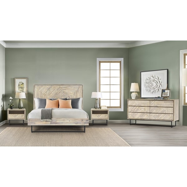 slide 2 of 12, Peridot 4 Piece Bedroom Set in Natural Acacia Wood King