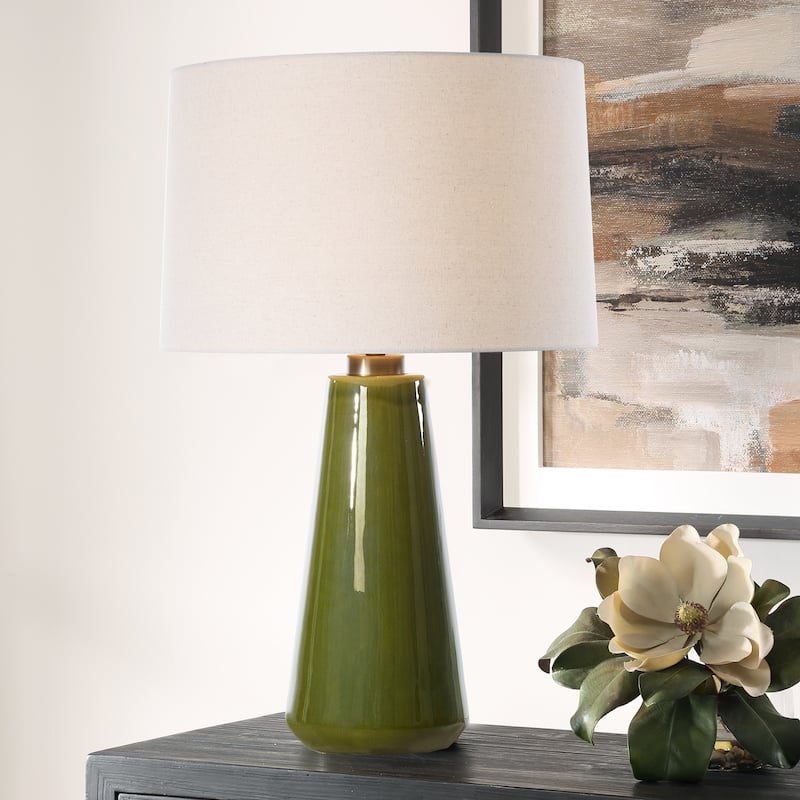 Glaze Table Lamp with Tapered Shade - 28.75" - Green