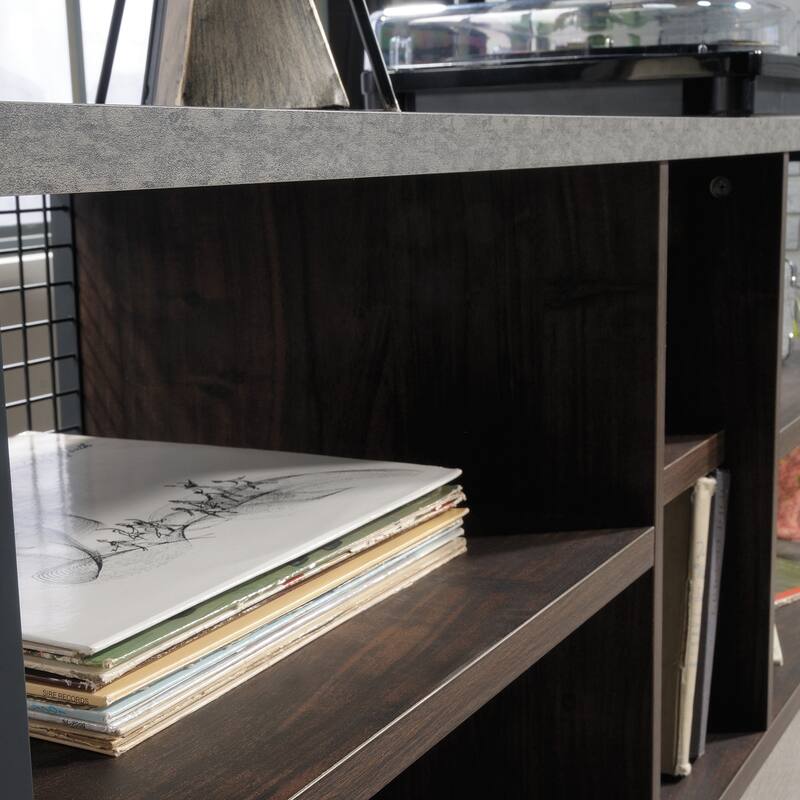 Engineered Wood Industrial Credenza For TVs up to 60", Brown - 55.35"W x 17.72"D x 23.27"H