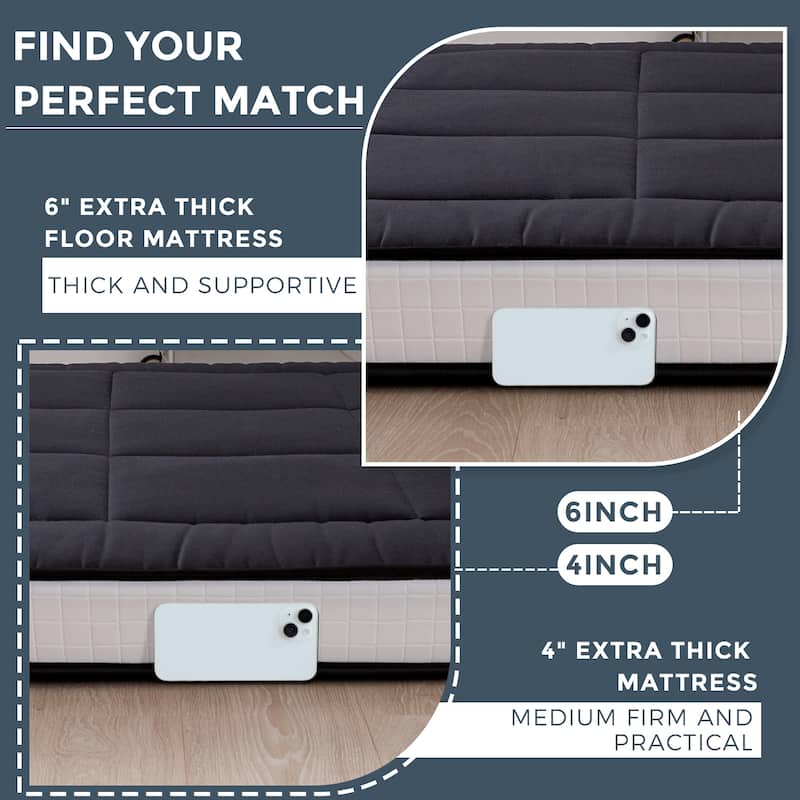 6-inch Thick Padded Floor Futon Mattress