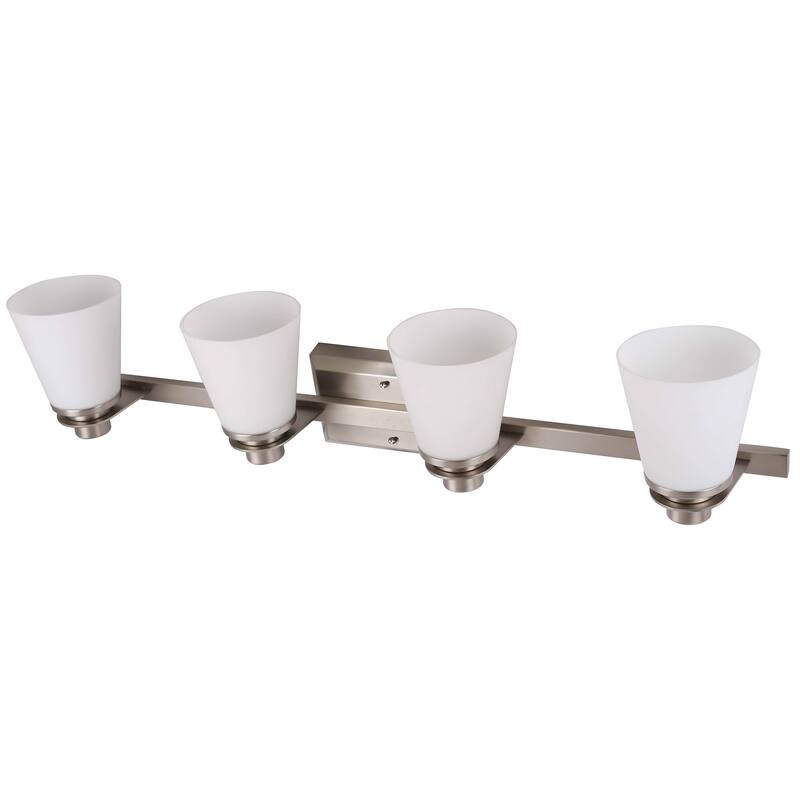4 Light Vanity Lighting in Brushed Nickel and Etched Opal Glass