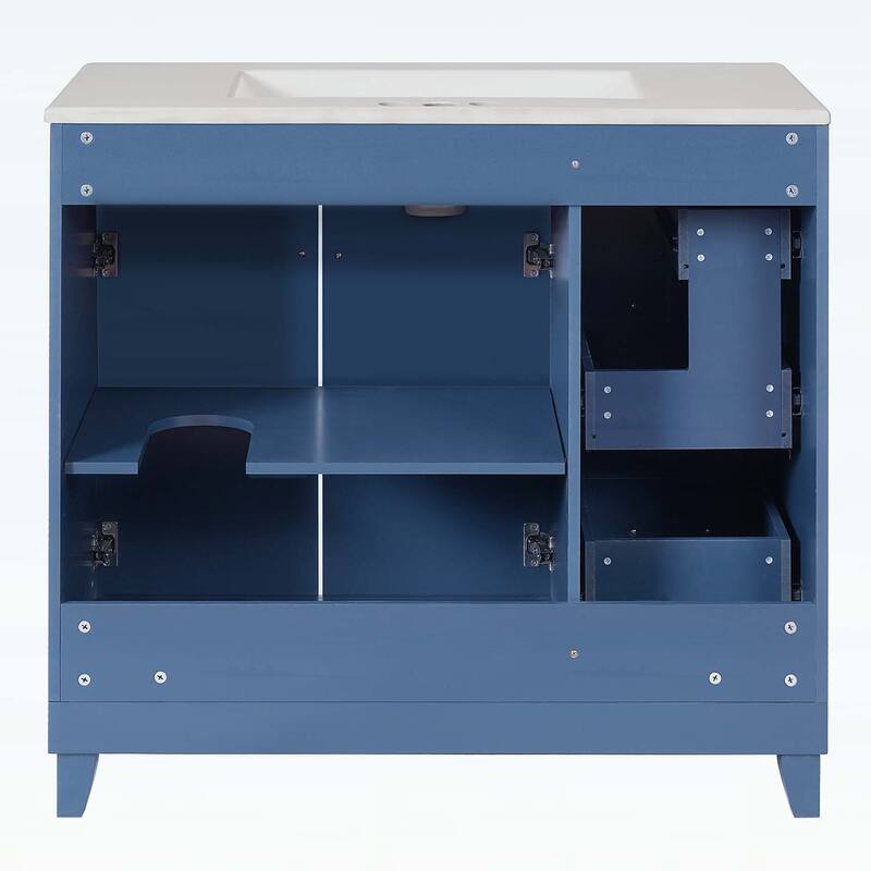 Stylish and Functional Bathroom Vanity with Ceramic Sink,Soft Close Doors,and Double-Layer Drawers for Modern Storage
