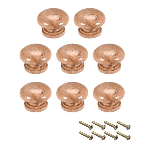 Cabinet Round Pull Knobs 34mm Dia Furniture Kitchen Drawer Bedroom Wood 8pcs - 34mmx25mm(D*H)-8pcs
