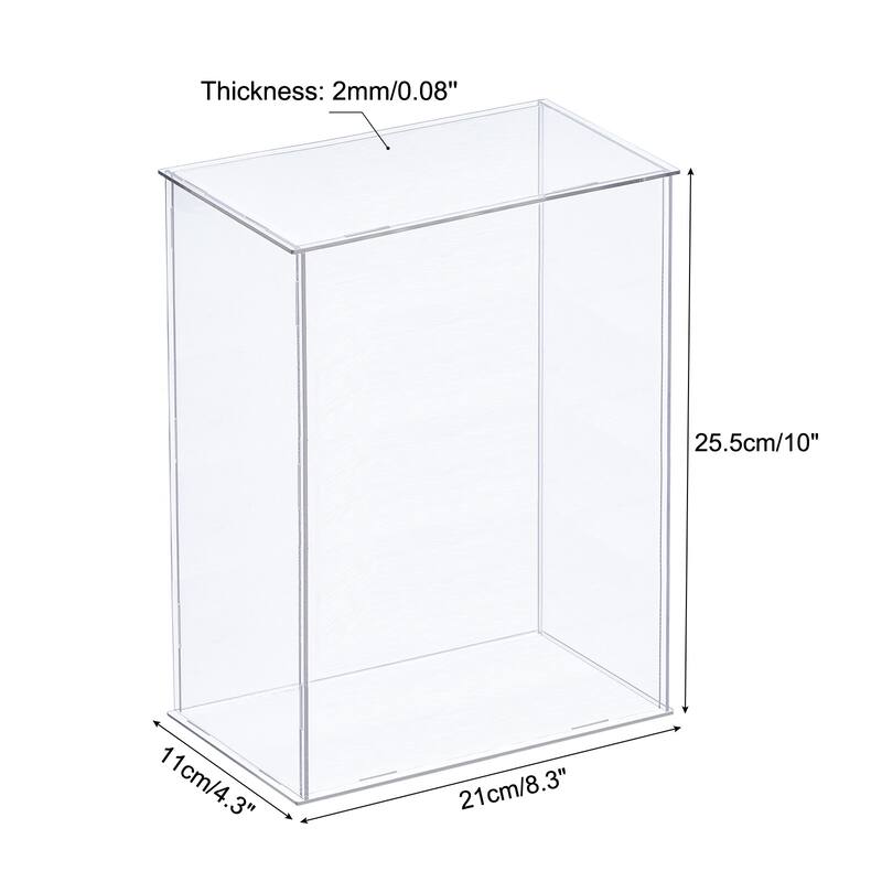 Acrylic Display Case Plastic Box Cube Storage Box Assemble Showcase - 8.3x4.3x10 Inch