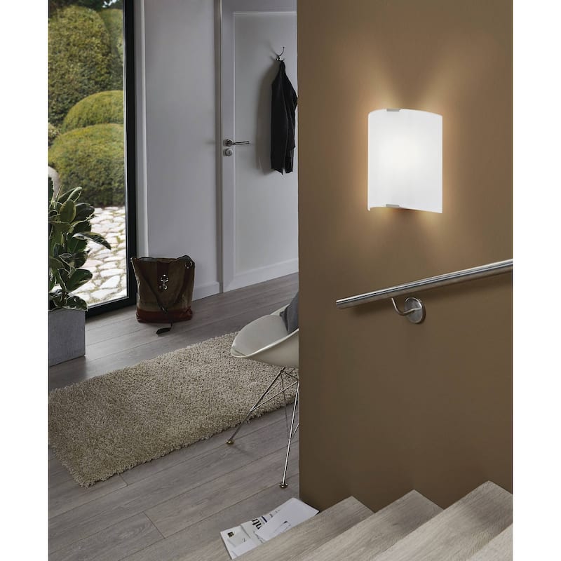 Eglo Grafik 8-inch Silver LED Wall Light with White Glass