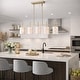 preview thumbnail 1 of 9, 35.4" Modern Coastal 5-Light Capiz Shell Linear Kitchen Island Pendant - Gold/Ivory Gold/Ivory