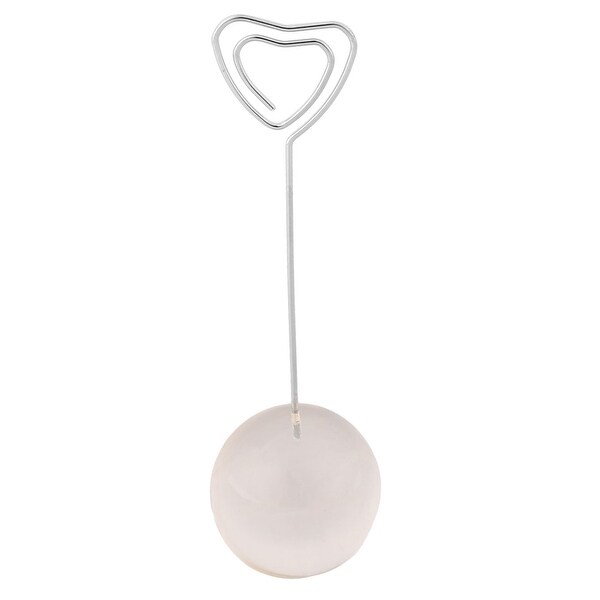 Office Ball Shaped Base Heart Design Clamp Note Sticker Paper Memo Clip Clear