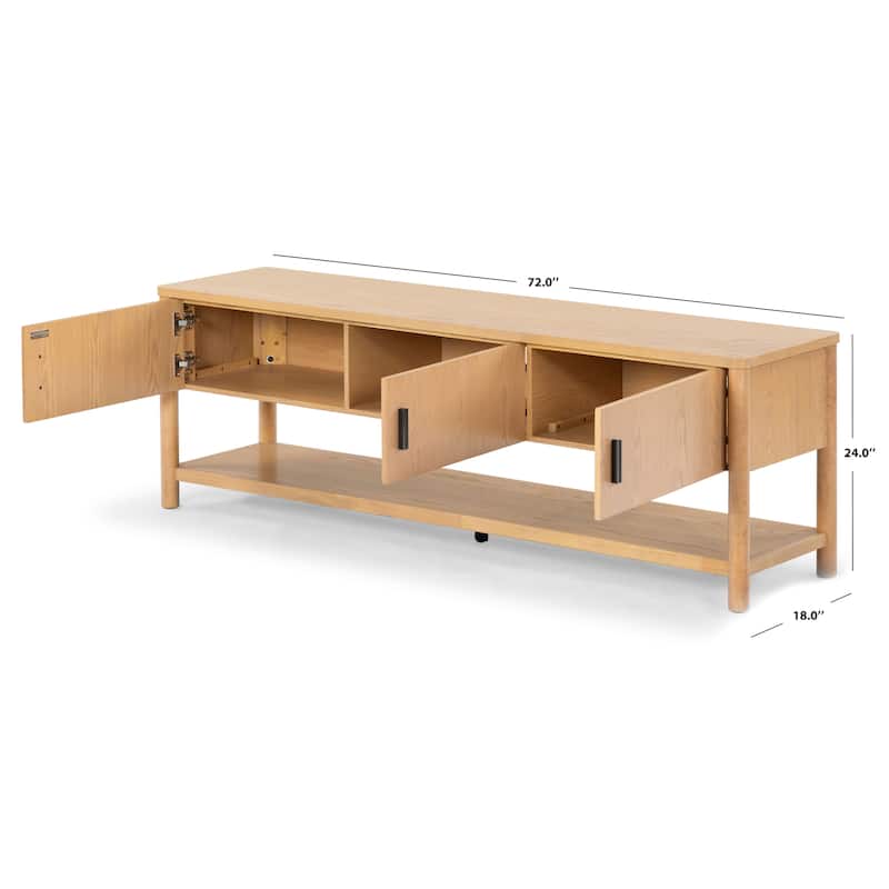 SAFAVIEH Couture Jaylessa Wood 3 Door TV Stand - 72"W x 18"D x 24"H