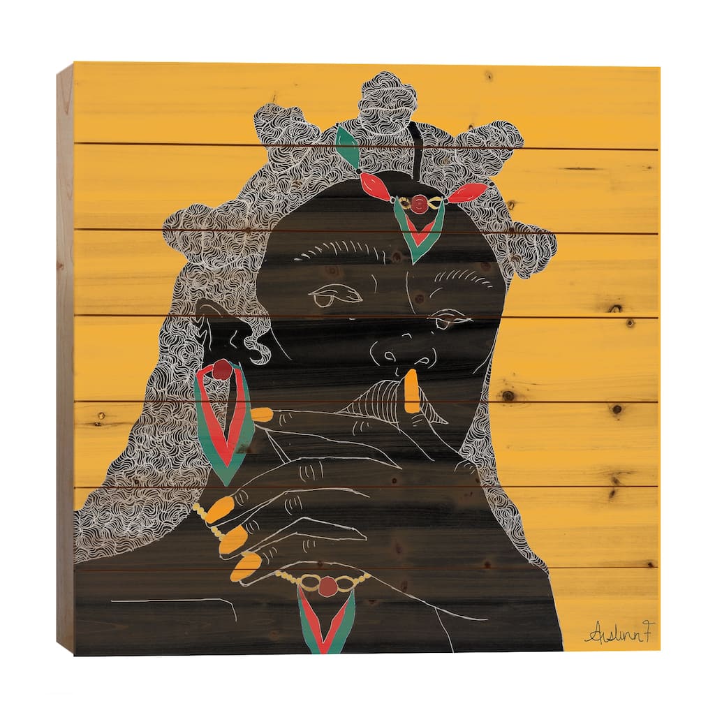 Ponder Print On Wood by Aislinn Finnegan - Multi-Color