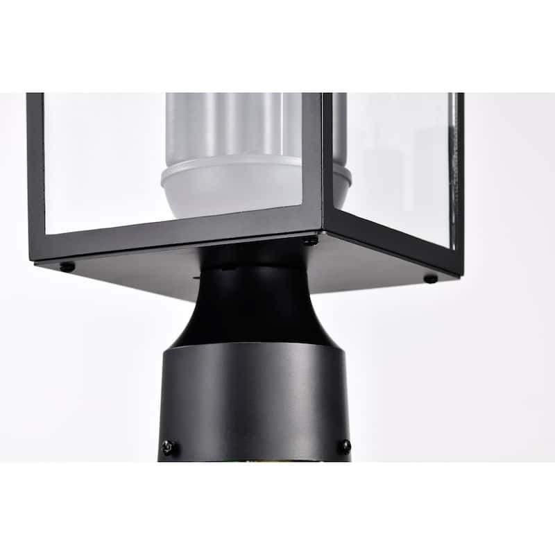 Jamesport Outdoor Post Light Pole Lantern 3 Lights Matte Black Finish Clear Glass