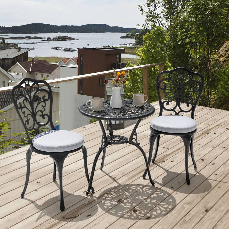Outdoor 2-Pack 15 Inch x 1.4 Inch Gray Round Chair Seat Cushions with Straps
